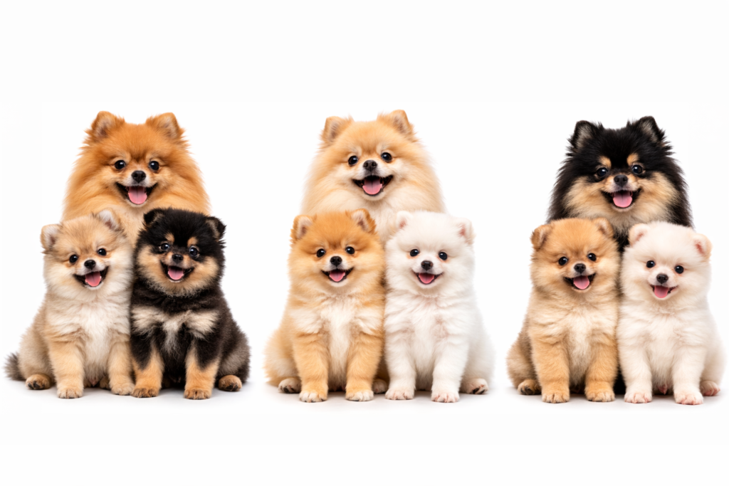 High-quality image of fluffy Pomeranian puppies showcasing their vibrant orange and cream coats