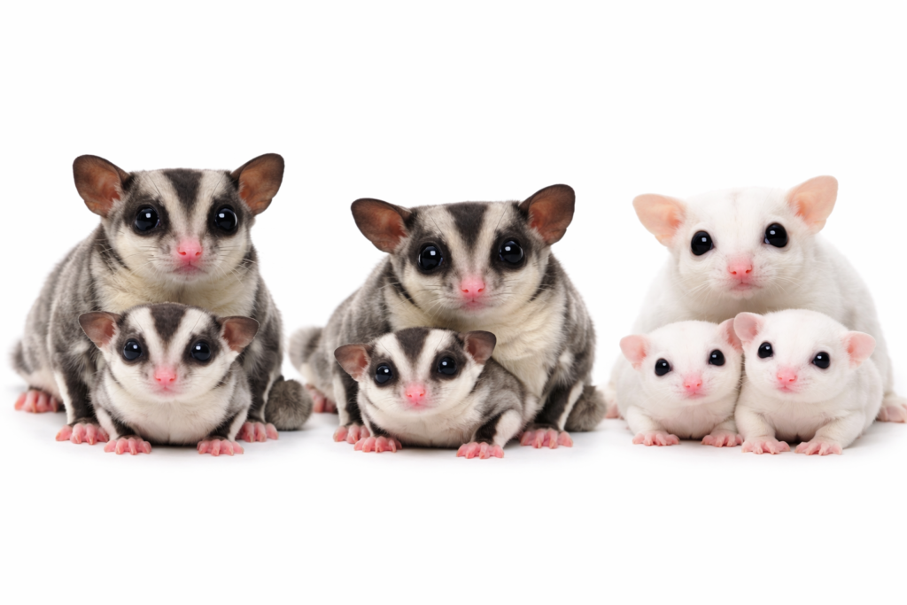 High-quality image of two adorable sugar gliders, showcasing their soft fur and large, expressive eyes